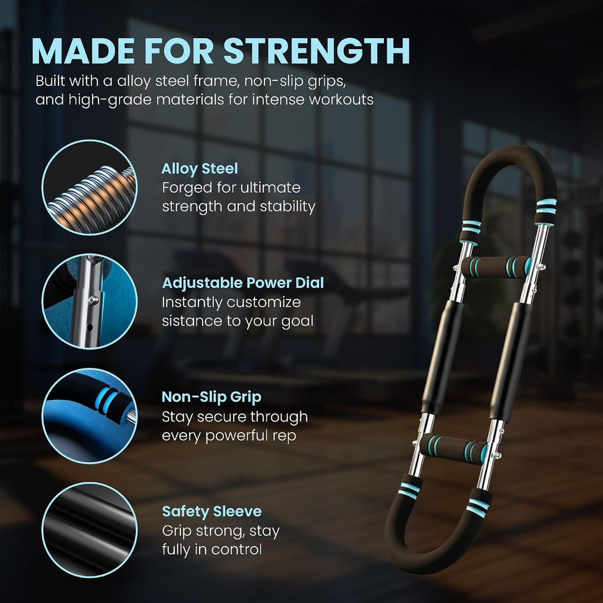 Arm Twister Trainer & Chest Expander for Men and Women, Adjustable Power Twister Bar with Dual Spring Resistance (60–100 Lb), Upper Body Strength Equipment for for Home Gym Workouts
