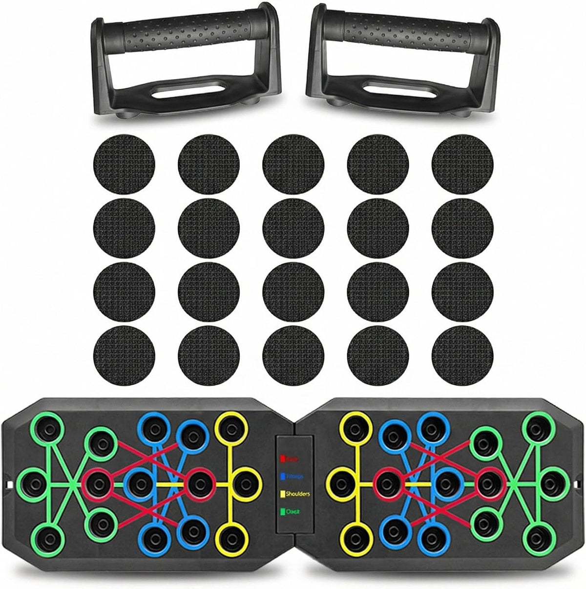 Push up Board Fitness,  Foldable Multi-Function Exercise Board with Elastic Cord for Total Body Workouts, Portable Push up Board for Floor