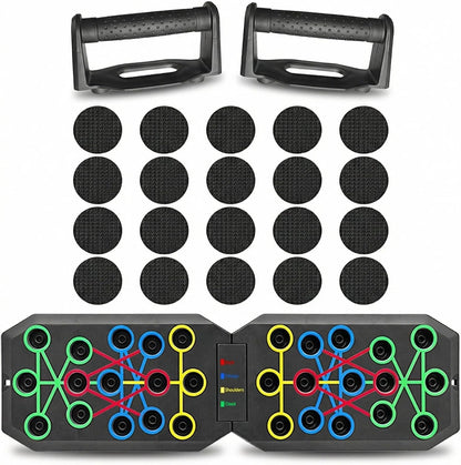 Push up Board Fitness,  Foldable Multi-Function Exercise Board with Elastic Cord for Total Body Workouts, Portable Push up Board for Floor