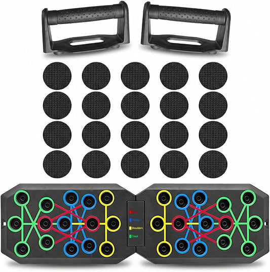 Push up Board Fitness,  Foldable Multi-Function Exercise Board with Elastic Cord for Total Body Workouts, Portable Push up Board for Floor
