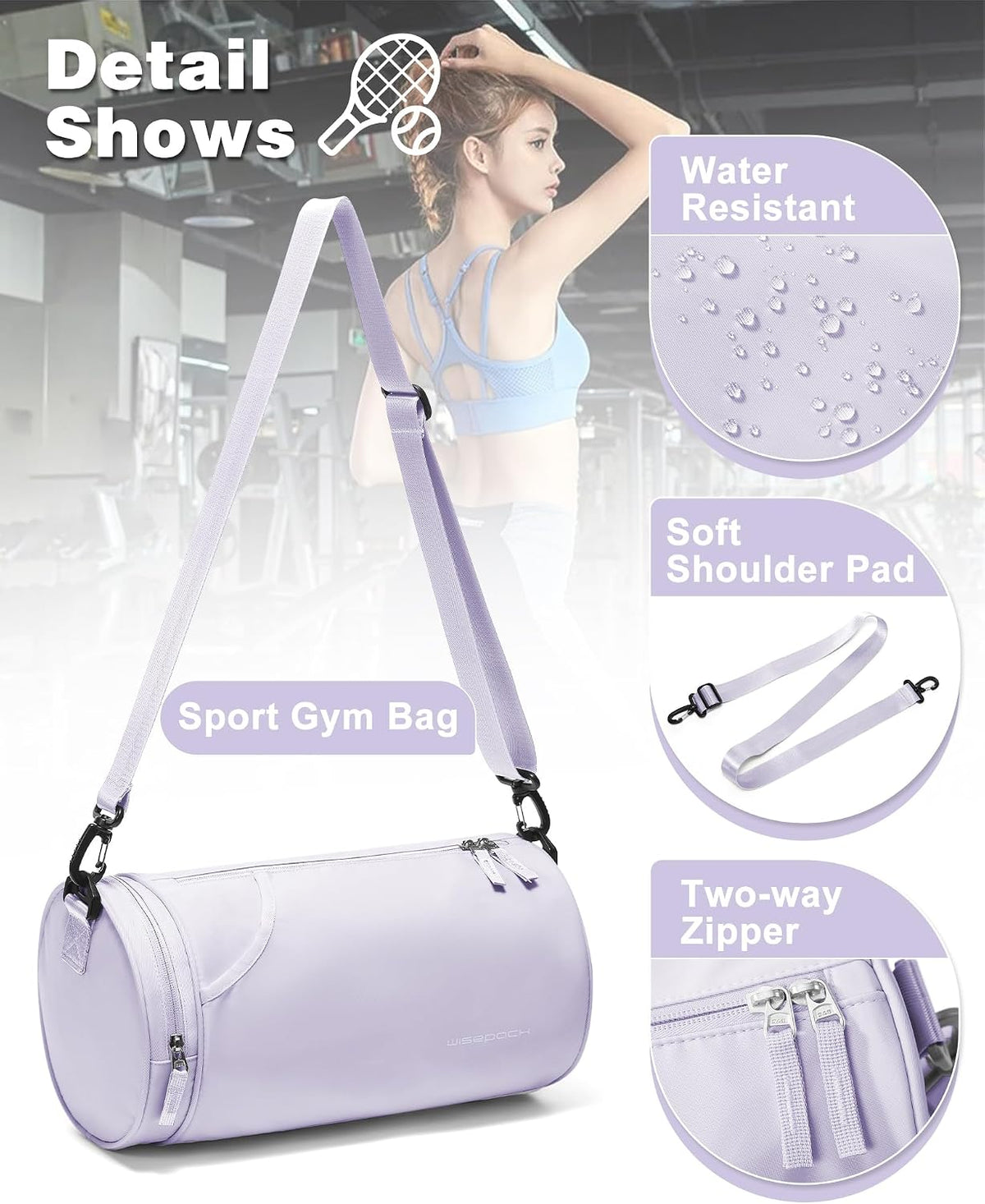 Small Gym Bag for Women,Waterproof Mini Duffle Bag Womens Spotrs Workout Bags Small Travel Duffel Bag with Wet Pocket Carry on Weekender Bags for Dance Swimming,Gym,Yoga,Fitness Purple