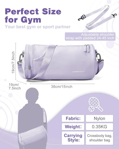 Small Gym Bag for Women,Waterproof Mini Duffle Bag Womens Spotrs Workout Bags Small Travel Duffel Bag with Wet Pocket Carry on Weekender Bags for Dance Swimming,Gym,Yoga,Fitness Purple