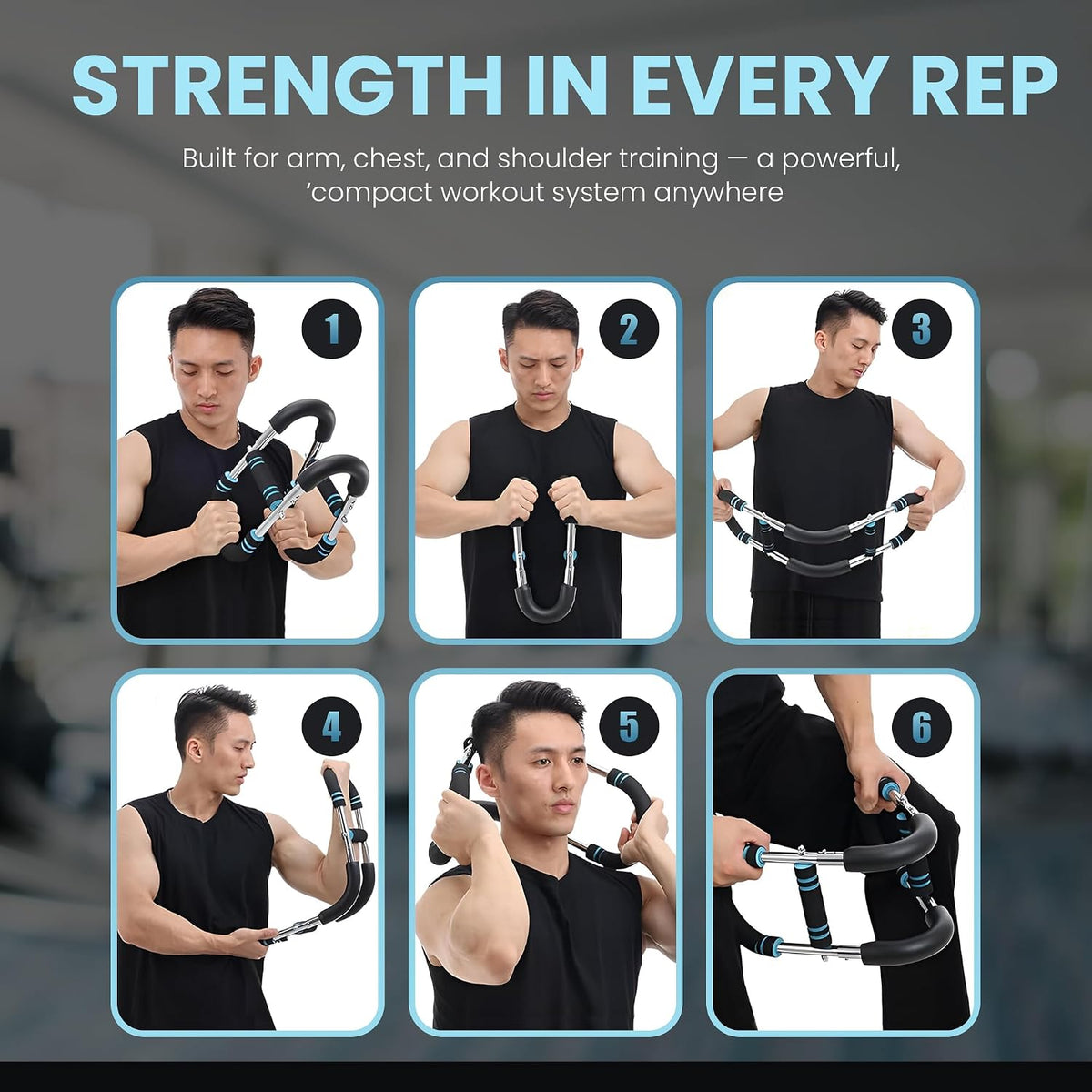 Arm Twister Trainer & Chest Expander for Men and Women, Adjustable Power Twister Bar with Dual Spring Resistance (60–100 Lb), Upper Body Strength Equipment for for Home Gym Workouts