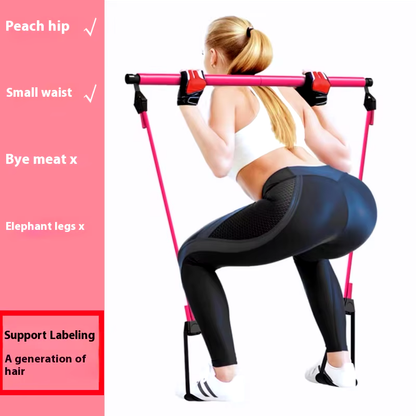 Pilates Stick - Adjustable Fitness Bar for Home Workout, Yoga, Stretching & Toning - Portable Exercise Rod with Elastic Bands