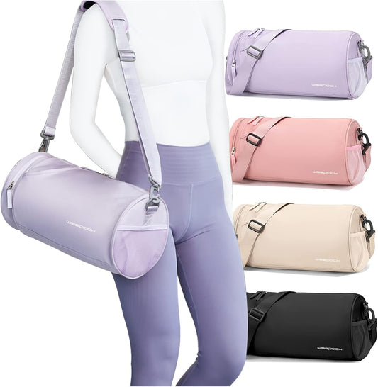 Small Gym Bag for Women,Waterproof Mini Duffle Bag Womens Spotrs Workout Bags Small Travel Duffel Bag with Wet Pocket Carry on Weekender Bags for Dance Swimming,Gym,Yoga,Fitness Purple