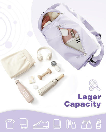 Small Gym Bag for Women,Waterproof Mini Duffle Bag Womens Spotrs Workout Bags Small Travel Duffel Bag with Wet Pocket Carry on Weekender Bags for Dance Swimming,Gym,Yoga,Fitness Purple
