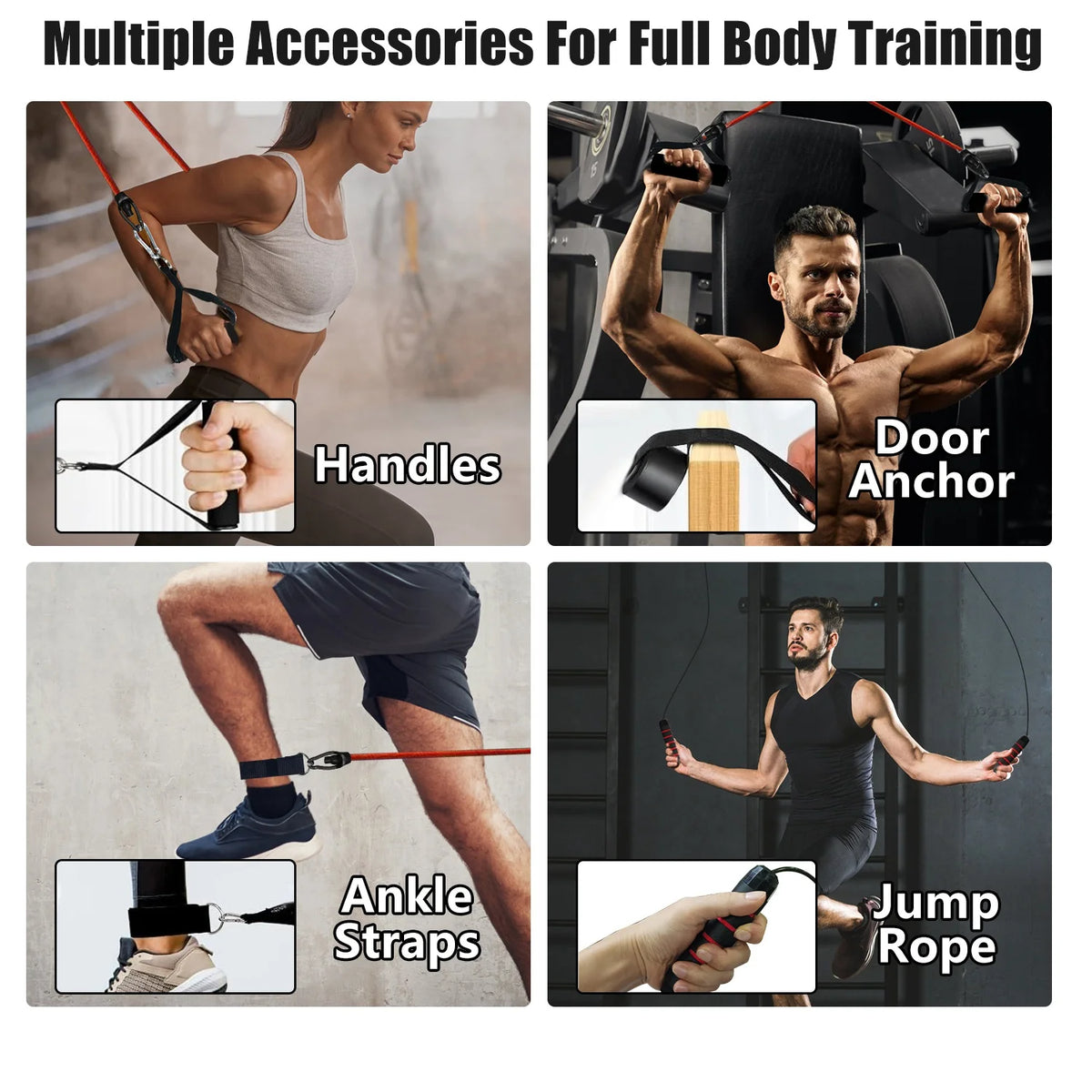 Multifunctional Push up Board for Men Women, Foldable Home Strength Training Equipment with Pilates Bar Resistance Band Roller Wheel, Black