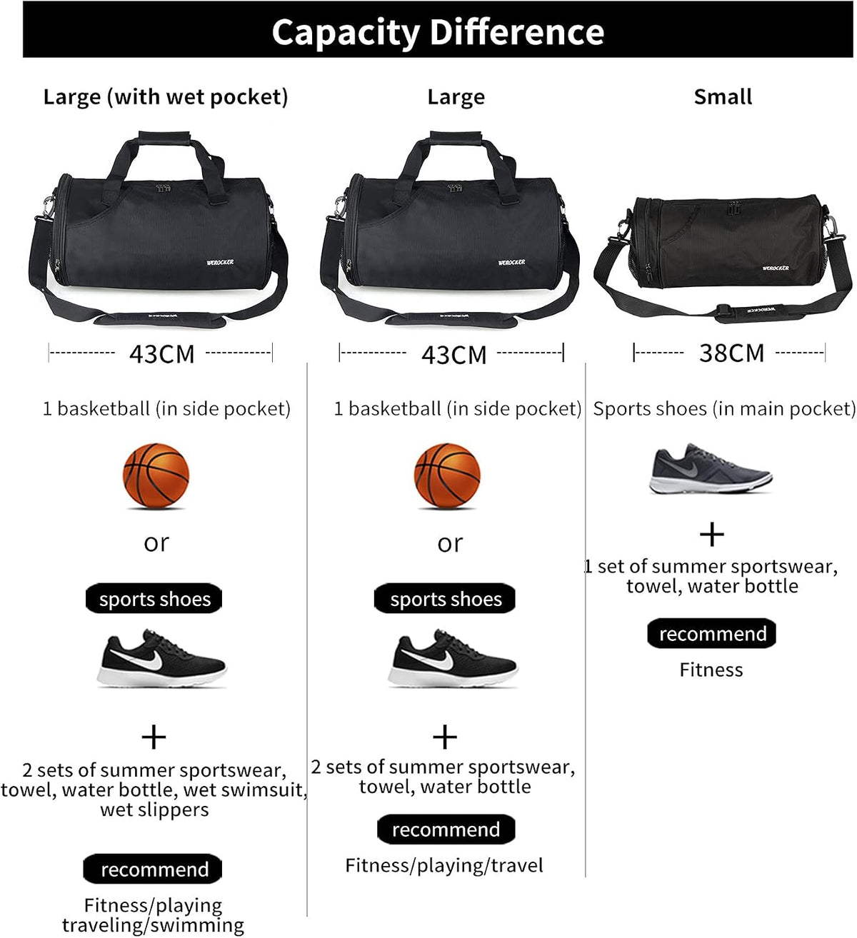 Large Sports Gym Bag for Men Women with Shoes Compartment,Travel Duffel Bag